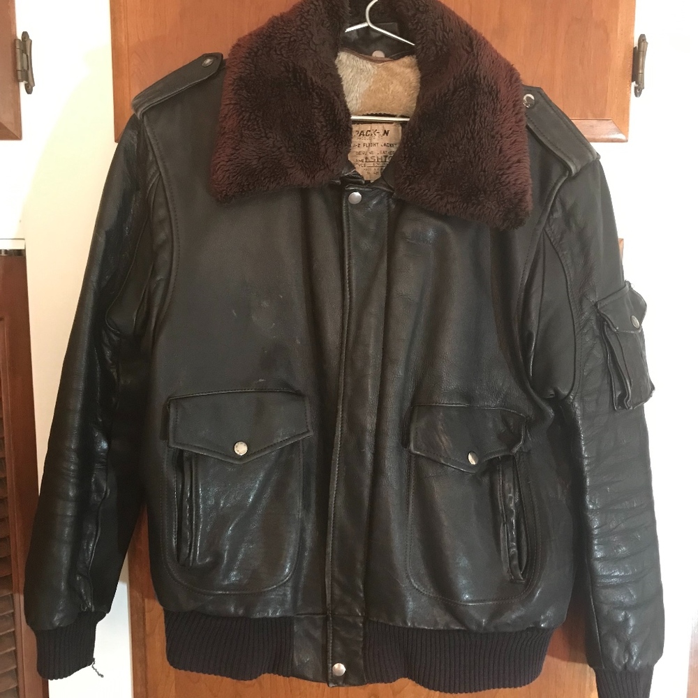 Vintage Leather Flight Bomber Jacket 1950s WWII